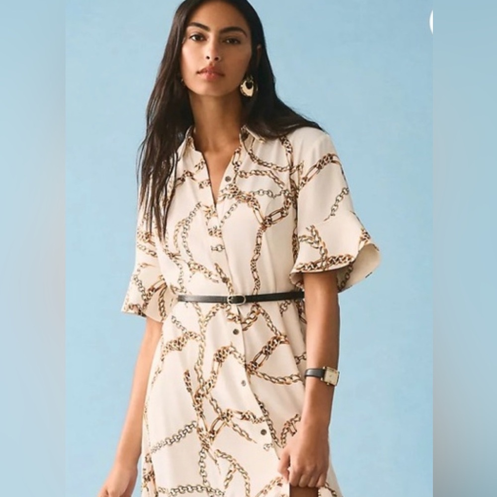 Anthropologie Mauve White with chains Maxi dress